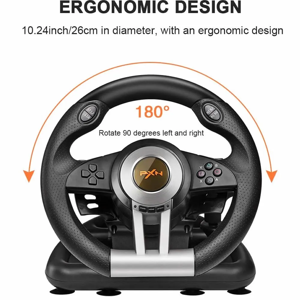 Usb Game Racing Steering Wheel With Pedals And Gear Controller Pxn-V3 Pro