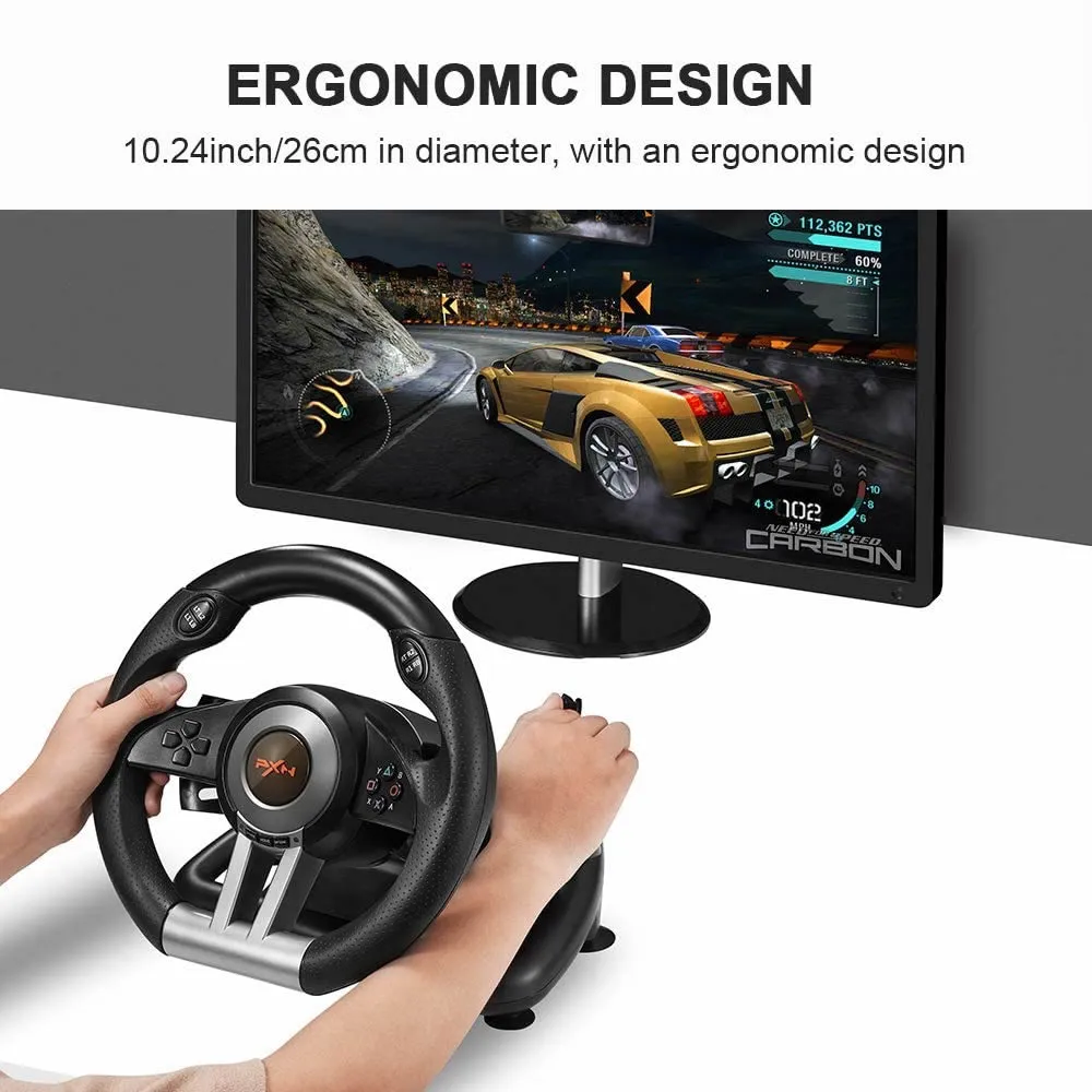 Usb Game Racing Steering Wheel With Pedals And Gear Controller Pxn-V3 Pro