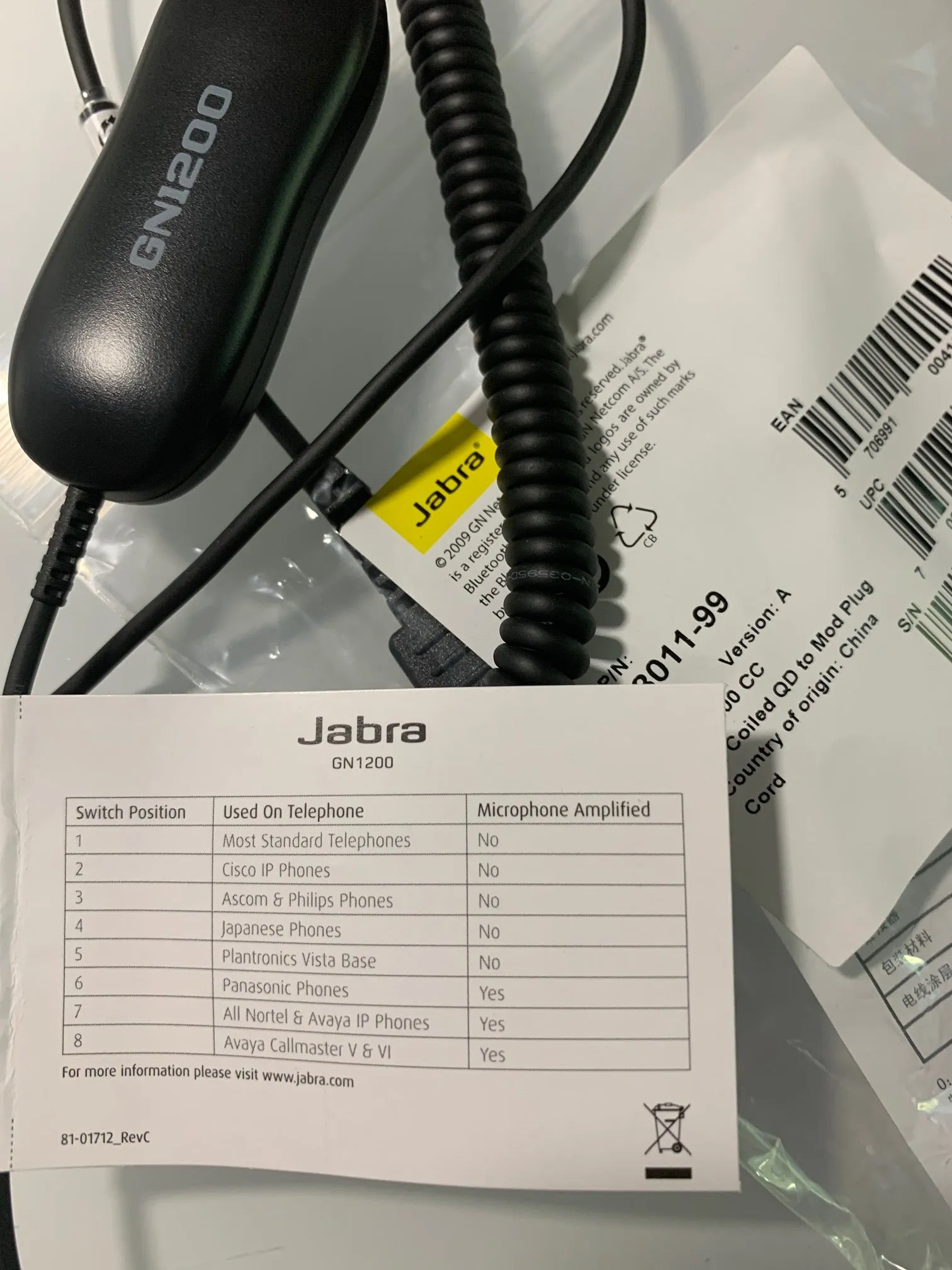 VXI Proset 21G Binaural Headset with QD GN1200 Smart cord for Direct Connection to some phones