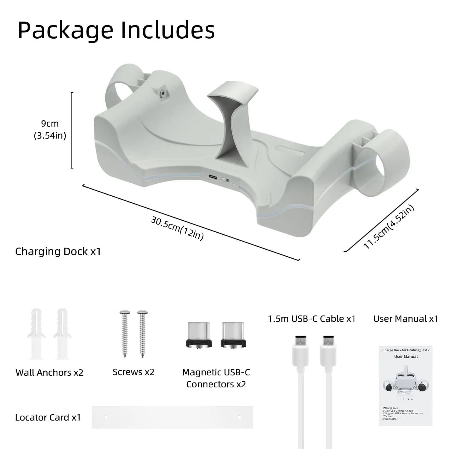 Wall Mount Charging Dock for Oculus Quest 2 Helmet - White (ZY-36)