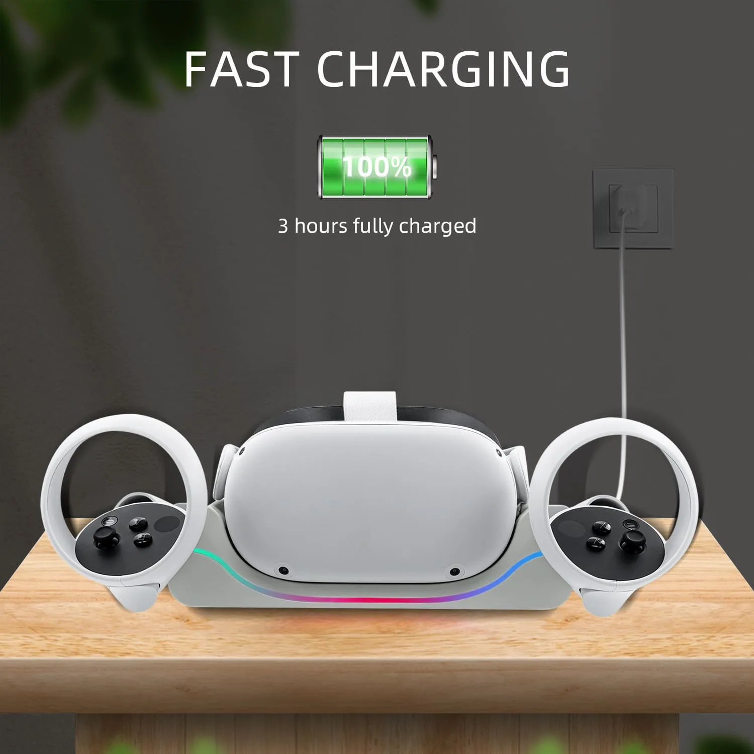 Wall Mount Charging Dock for Oculus Quest 2 Helmet - White (ZY-36)