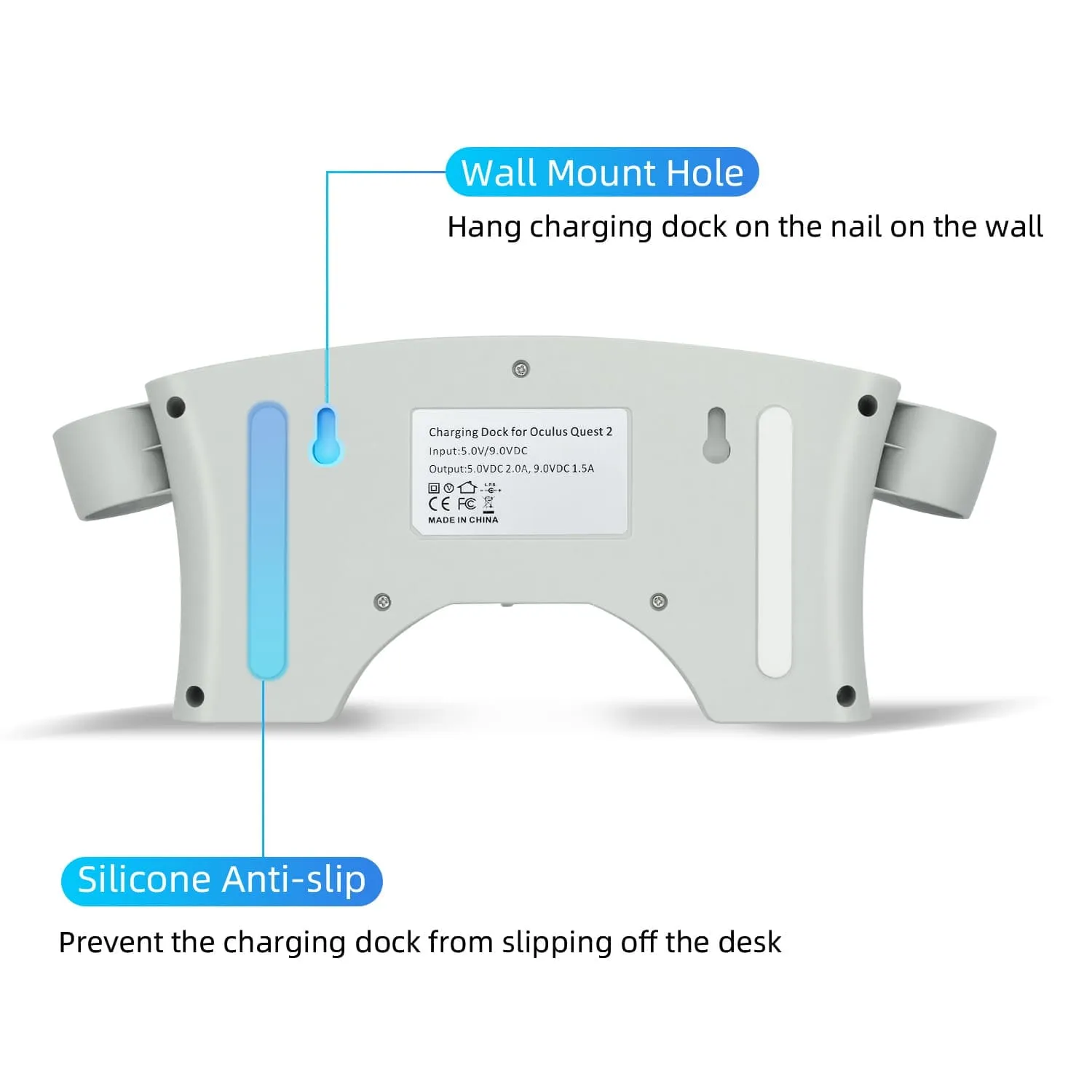 Wall Mount Charging Dock for Oculus Quest 2 Helmet - White (ZY-36)