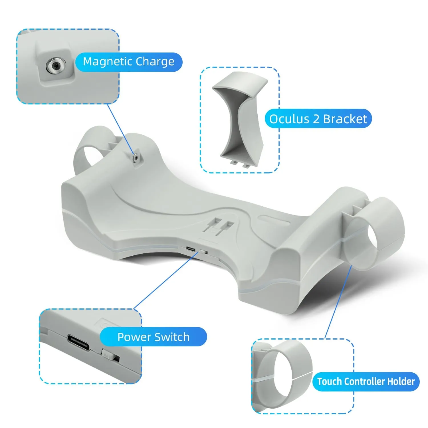 Wall Mount Charging Dock for Oculus Quest 2 Helmet - White (ZY-36)