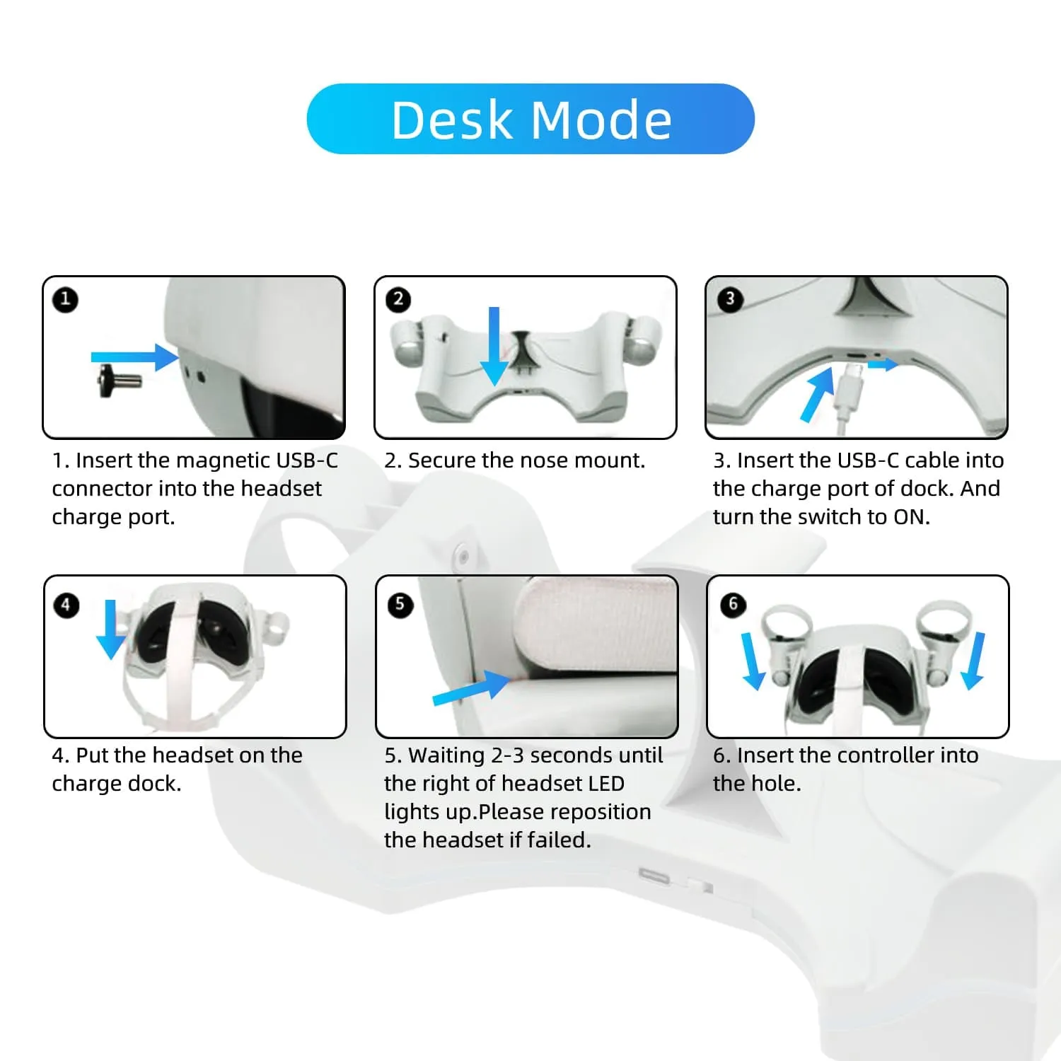 Wall Mount Charging Dock for Oculus Quest 2 Helmet - White (ZY-36)